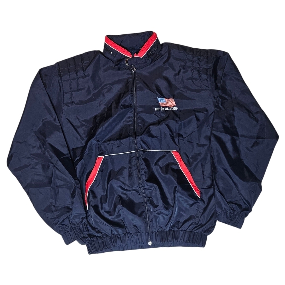 Vintage 90s Silver Fox Sportswear by Rainbow USA Flag Windbreaker NOS Deadstock